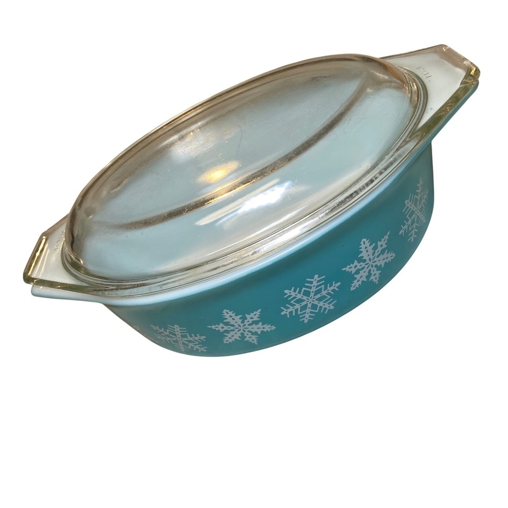 Vintage‎ Pyrex 043 Snowflake Blue 1.5 Qt Casserole Dish w/ 943-C Lid USA